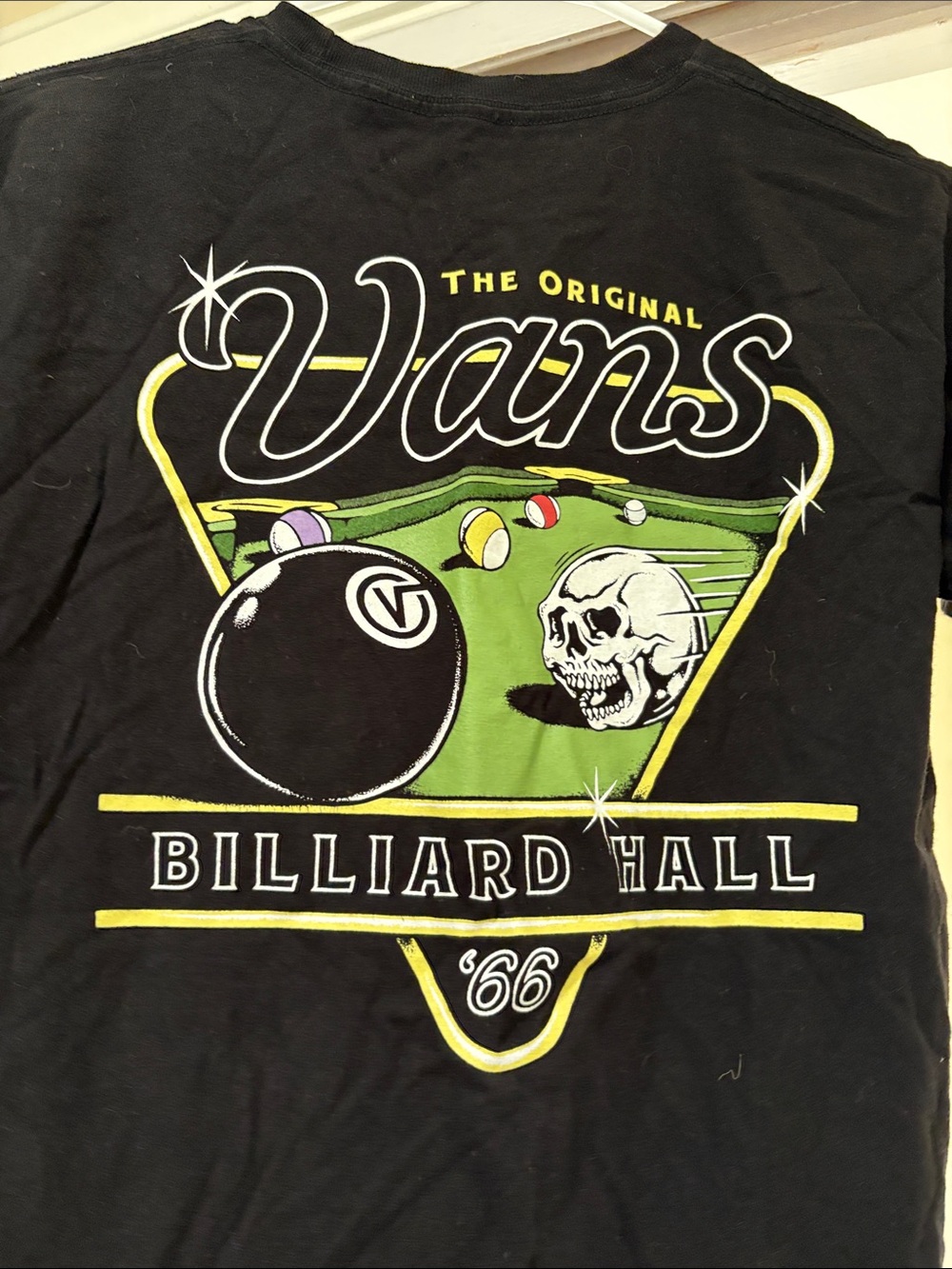 Vans Black Billiard Hall Graphic Tee with Green & Yellow Accents